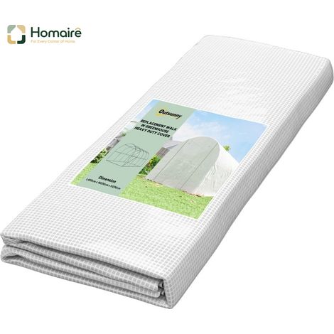 HOMAIRE Gewächshausfolie 4x2m wasserdicht avec porte 8 fenêtres protection UV résistante à la déchirure polyéthylène blanc