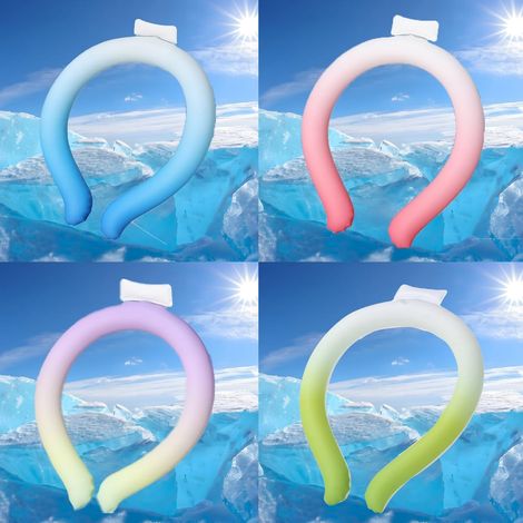 Juego de 4 tubos refrescantes para el cuello, bufanda refrescante portátil para actividades al aire libre en verano, azul, rosa, verde, morado. (1/5)