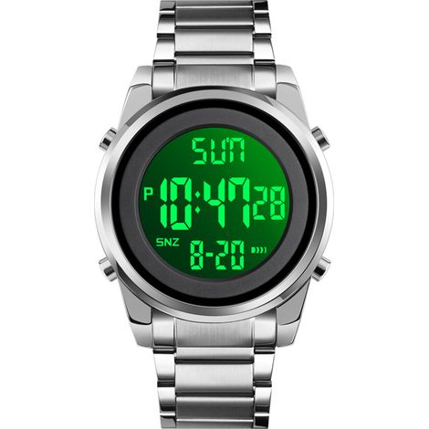 Montre connectée pour homme, double fuseau horaire, affichage date/semaine, alarme, éclairage LED, étanche 3ATM, bracelet élégant pour travail, vie quotidienne ou cadeaux masculins (1/5)