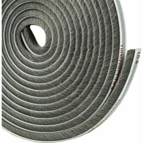 Joint Brosse Adhésif pour Placard Porte Coulissante, Isolant Anti Froid et Anti Poussière, Longueur de 4,9m x 5mm x 9mm, Couleur Grise. (1/5)