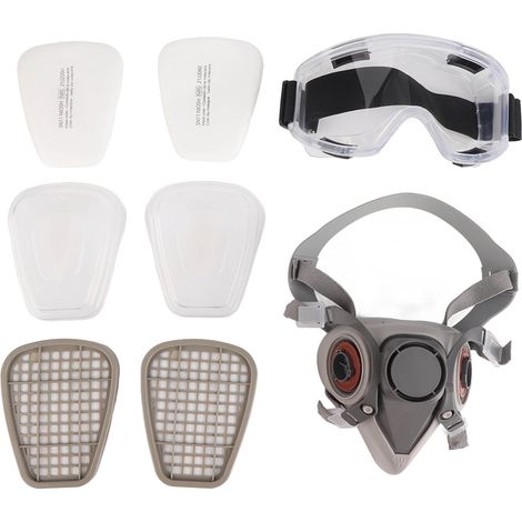 Demi-masque réutilisable avec lunettes de protection, filtres supplémentaires pour peinture et produits chimiques (1/5)