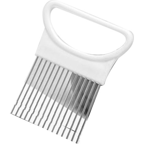 Portacipolle in acciaio inox, ausilio per il taglio, utensili da cucina per affettare carne, frutta e verdure bianche. (1/5)