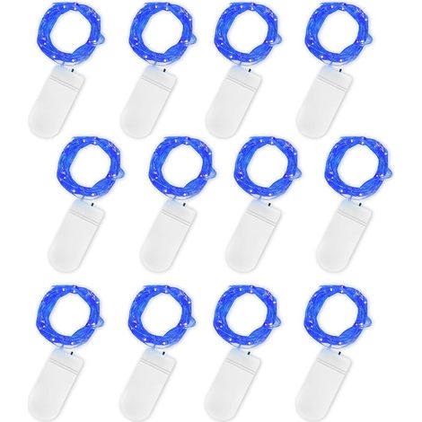VUSZR LED Mini Lichterkette mit Batterie, 12x20er Micro Lichterkette außen Batterie, 2M DIY kleine Lichterketten Wasserdicht für Party Hochzeit Weihnachten Beleuchtung Deko (Blau, 12 Pack) (1/5)