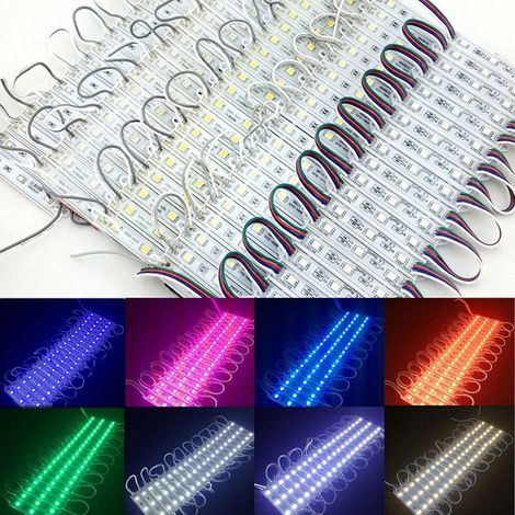 Modulo Da 20 Pezzi A 3 Led Smd 5050 5630 Freddo Caldo Blu Rosso Verde Rgb Ip65