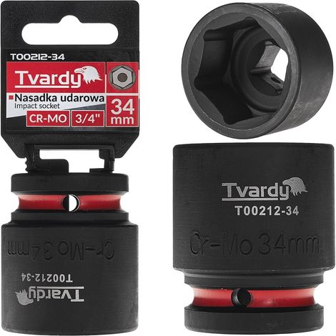 Vaso de impacto de 3/4" de 6 puntas, 34 mm, CR-MO (4/20) (1/4)