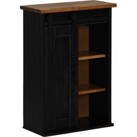 Meubles de Rangement,Armoire suspendue HALDEN porte coulissante noir 49x22,5x70 cm CFW449453 (1/5)