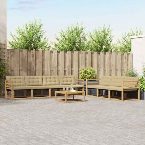 vidaXL Outdoor-Sofagarnitur 8 pcs Weiß und Beige (1/5)