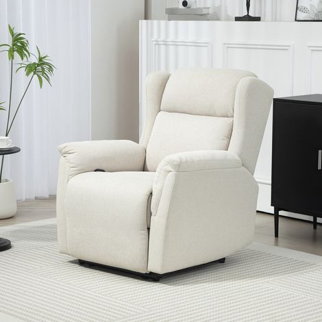 Poltrona relax reclinabile fino a 160°, con poggiapiedi, beige OKMYHOME (1/5)