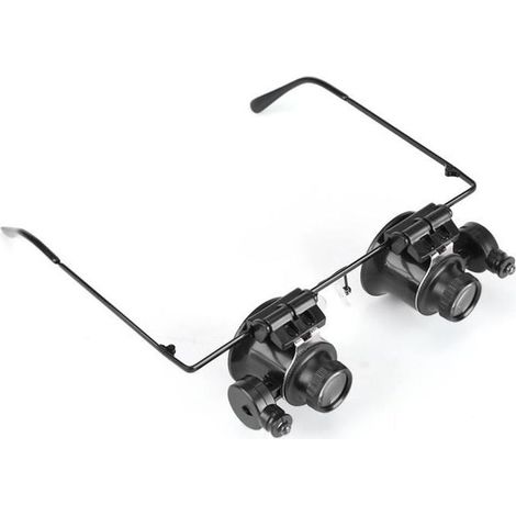 Eye Loupe, Eye Lunettes Loupe avec éclairage LED Professionnel Eye Lunettes de réparation pour Montre 20 x Loupe bijoutier (1/4)