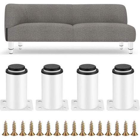 4 Pièces Pieds de Meubles Réglables, Pieds de Table en Métal Blanc, Pieds Réglables en Hauteur 0-40 mm, Pieds de pour Meuble Cuisine, Armoires, Lit, Table Pieds (1/5)