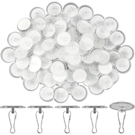 Crochets adhésifs pour plafond, 100 pièces, fixations transparentes (1/5)