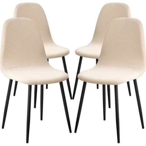 Housse de Chaise de Salle à Manger ,4 Pieces Jacquard Housse de Chaise Extensible,Amovible Lavable,Couverture de Chaise pour Salon Bouquet Maison Mariage Réunion,Beige (1/5)