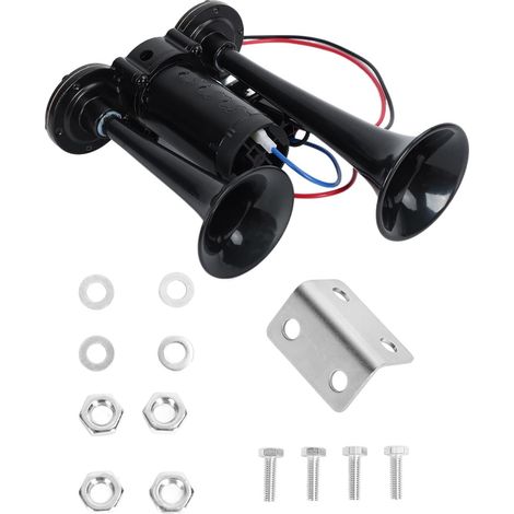 1 Klaxon à air, 600 dB, double trompette, ABS et alliage de zinc, 12 V DC, pour camion, voiture, bateau