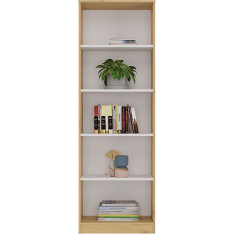 FLORENCE – Bücherregal mit 5 Regalen – Maße 182x60x30 cm – Aufbewahrungsmöbel für Bücher – Handwerks-Eiche (1/5)