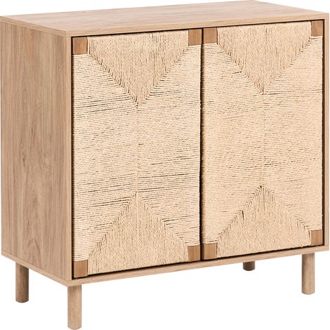 Aparador de 2 puertas con frente de cuerda de papel estilo boho 80 cm marrón claro Bondi (1/5)
