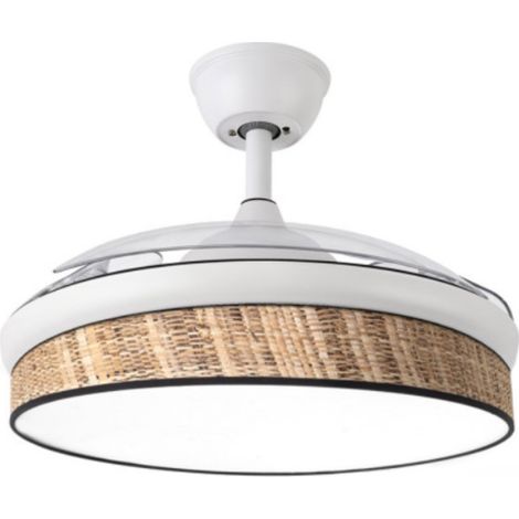 [PRODUIT D'OCCASION] Ventilateur dc fashion 72w blanc/marron foncé 108d 3asps 7200lm 3000k,4000k,6000k remote+memory+timer