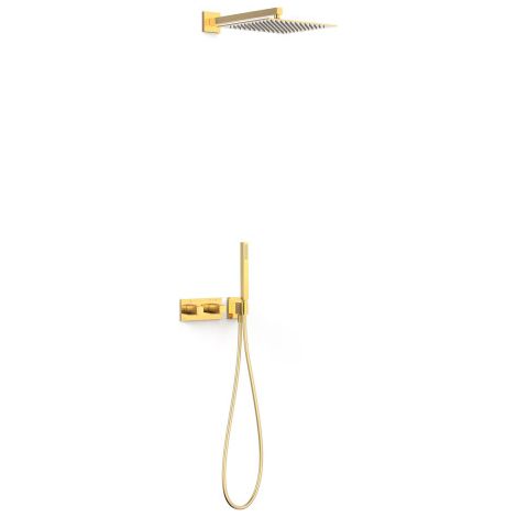 Kit robinet thermostatique encastré à 2 voies B-system pour douche Or 24K - TRES 30725204OR