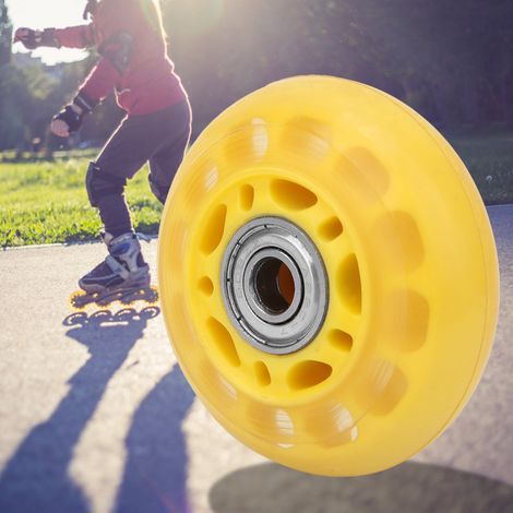 Gelbe, transparente PU-Räder mit 608ZZ-Kugellagern, geeignet für Gepäckwagen und Rollschuhe, 64 x 24 x 8 mm (1/5)