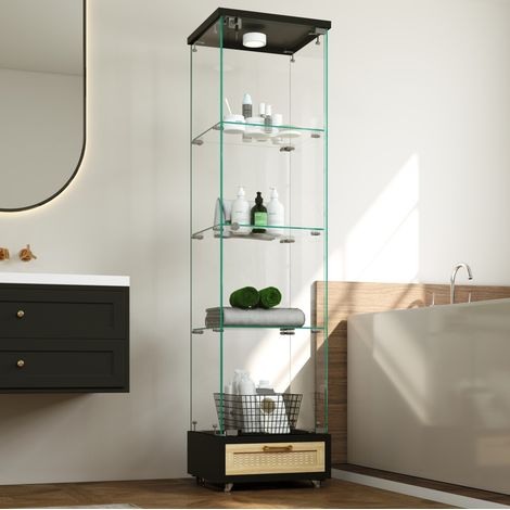 Vetrina con LED e cassetti in vetro e MDF nero OKMYHOME (1/5)