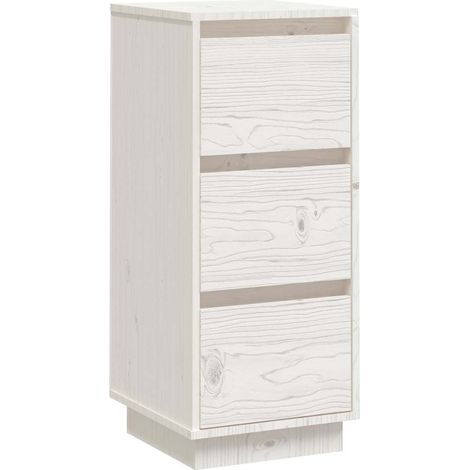 Sideboard/Anrichte/Buffet Weiß 32x34x75 cm Massivholz Kiefer LXWW791443 (1/5)
