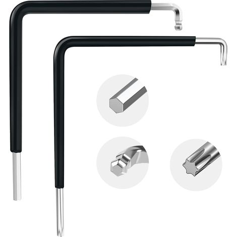 Lot de 2 outils de réglage de fenêtre avec film rétractable, kit d'outils de réglage de fenêtre à six pans creux de 4 mm et clé de réglage Torx TX15, double clé Allen incurvée pour montage de (1/5)