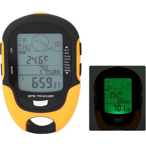 GPS portatile per escursionismo SUNROAD con altimetro digitale, ricaricabile tramite USB.
