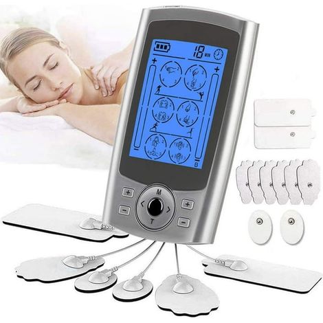 Stimulateur musculaire TENS EMS double canal 24 modes, appareil de massage électronique antidouleur, électrothérapie pour soulagement des douleurs, lot de 2 électrodes (1/5)