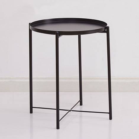 Table d'appoint ronde métal design moderne stable antidérapant intérieur extérieur salon chambre 52x44x44cm choix coloris (1/2)