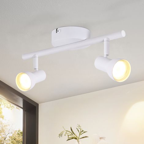 GBLY Deckenstrahler 2 Flammig Deckenlampe Flur - Deckenleuchte Modern Design Weiß Innen Strahler GU10 Metall Deckenspots 350°Schwenkbar Spots für Schlafzimmer Wohnzimmer Küche(Ohne Leuchtmittel)
