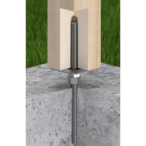Embase de poteau M20 100x330x3mm galvanisée – Base à visser réglable pour béton – Montage stable et durable – Accessoire pour poteau (1/2)