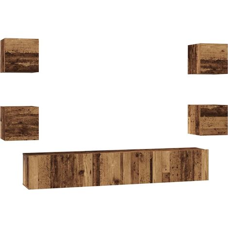 Maison Exclusive - TV-Schrankset Wandmontiert 7 pcs Altholz Holzw