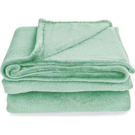 Plaid - Microfibre Polaire - 200 x 220 cm - Menthe - 1 Pièce (1/3)