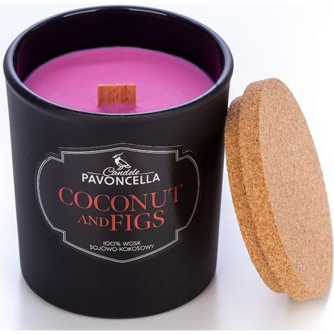 Sojakerze mit Kokosnuss- und Feigengeschmack, schwarz, 135 g