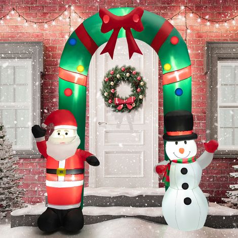 Arche Gonflable de Noël 245 cm, Décoration Extérieure avec Père Noël et Bonhomme de Neige Lumières LED et Souffleur Intégré (1/5)