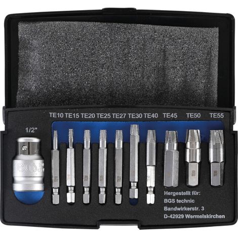 Jeu de tournevis pour profil T défectueux (pour TX) T10 - T55 11 pièces BGS