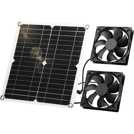 Solarbetriebenes Outdoor-Ventilator-Set mit zwei 12-W-Lüftern – robust, wasserdicht, 3000 U/min, 14 cm Durchmesser