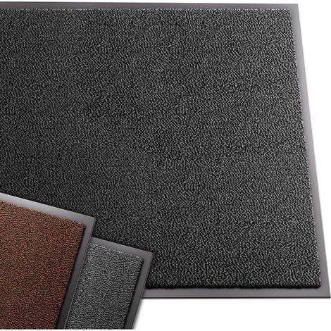 Tapis de Porte Paillasson d'Entree Interieur et Extérieur Tapis Antidérapant et Anti-Poussière Tapis d’entrée Imperméable Lavable 90x120cm Gris-Noir (1/4)