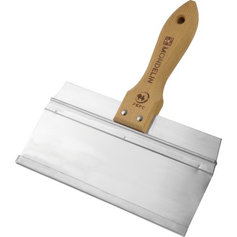 Spatule extra-souple – Lame 0,2 mm avec renfort aluminium – Largeur 25 cm – Poignée bois labellisé PEFC – Idéale pour lissage fin, enduit de finition et travaux de précision