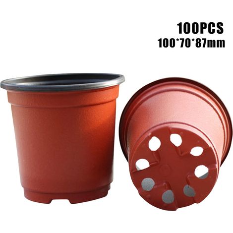 (10 cm, 100 pièces) Pots de semis souples pour plantes, pots de fleurs, bacs de culture en plastique, accessoires de jardinage pour la maison et le jardin (9-14 cm). (1/4)