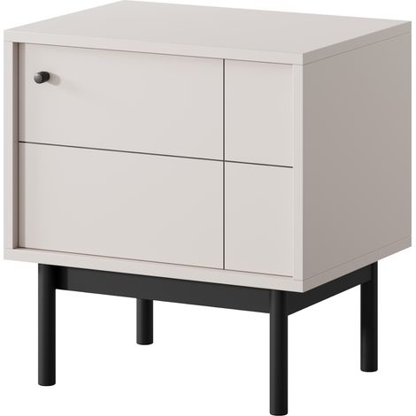 Table de Nuit DIEPPE - Cachemire - Poignées en Métal - Pieds en Bois - Largeur 56 cm, Hauteur 56 cm, Profondeur 39 cm (1/5)
