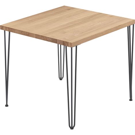LAMO Manufaktur Esstisch Küchentisch, 60x60x76 cm (AxBxH), Creative, Natur / Rohstahl mit Klarlack, LBG-01-A-002-0000Cr