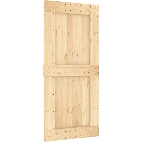 Porte coulissante NARVIK, naturelle et noire, 95 x 210 cm (213,5 cm)