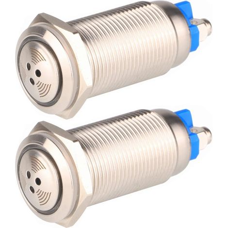 2pcs AC DC 12V 19mm en Acier Inoxydable LED Rouge Flash Alarme 80dB Indicateur Lumineux avec Sonnerie de Lampe, pour Panneau de Commande Electrique