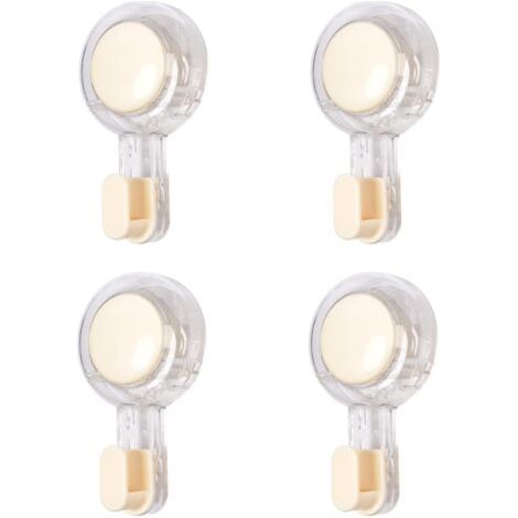Lot de 4 crochets à ventouse puissants 3 kg Crochets à serviette sans perçage Crochet à ventouse réutilisable Crochet à serviette de salle de bain pour clés Peignoir Cuisine (Blanc crème) (1/5)