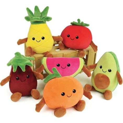 JEMINI Fruity 's cagette de 6 peluches toutes douces fruits et légumes +/- 17 cm (1/5)