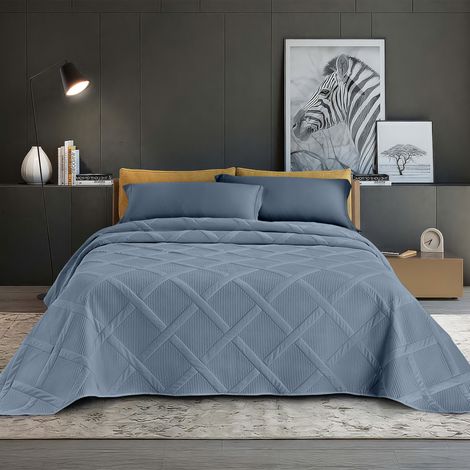 Copriletto Trapuntato Matrimoniale Elegante Trapuntino Lavorazione Intrecciata Due Piazze Trapunta Coperta Leggera Coperta Letto Leggera Primavera Estate Opale