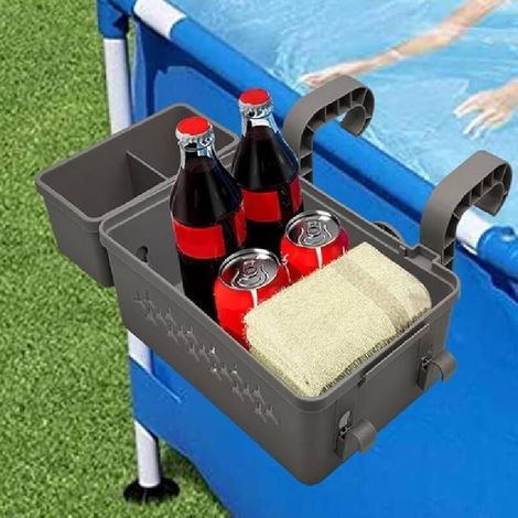 Aufbewahrungskorb aus recyceltem Kunststoff für den Pool mit integriertem Becherhalter (1/5)