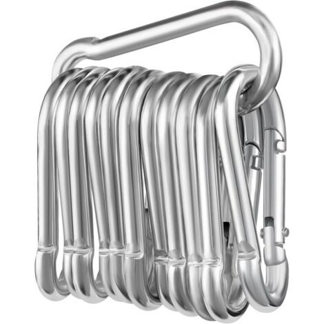 Lot de 12 mousquetons,Φ660 mm, Mousqueton Charge maximale de 180 kg, ne rouillent Pas, Crochets d'escalade galvanisés,Mousqueton pour Porte-clés, hamacs, Camping, pêche, auvents etc (1/5)
