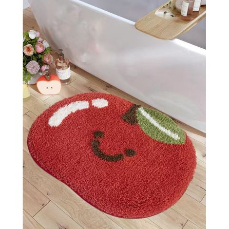 Tapis de salle de bain en microfibre ultra-fine, absorbant, doux et moelleux, idéal pour la décoration de salle de bain de style plage, tapis de bain antidérapant vert plage -- 60x80cm [fond plastifié