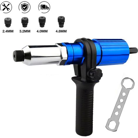 Blauer Nietkonverter, elektrischer Nietpistolenkopf aus Metall, Zugnietadapter aus Aluminiumlegierung. (1/5)